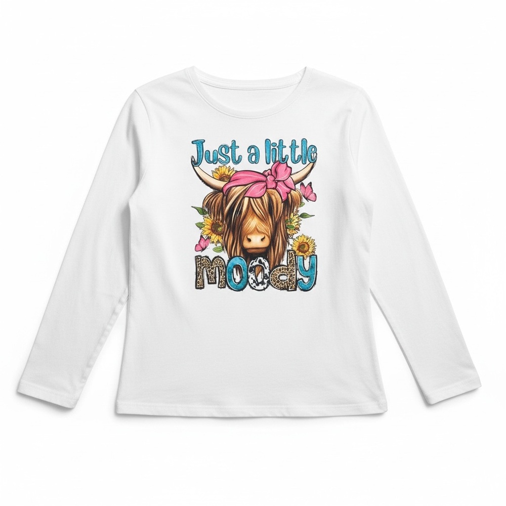 Wonder Nation White Long Sleeve with Moody Cow Graphic